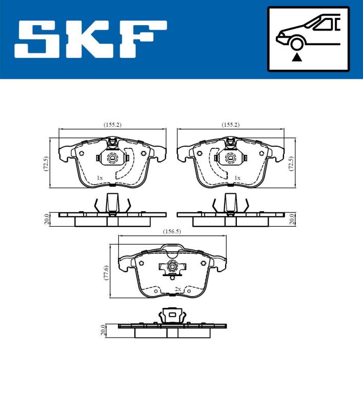 Jogo de 4 pastilhas de travão SKF ref. VKBP 80674